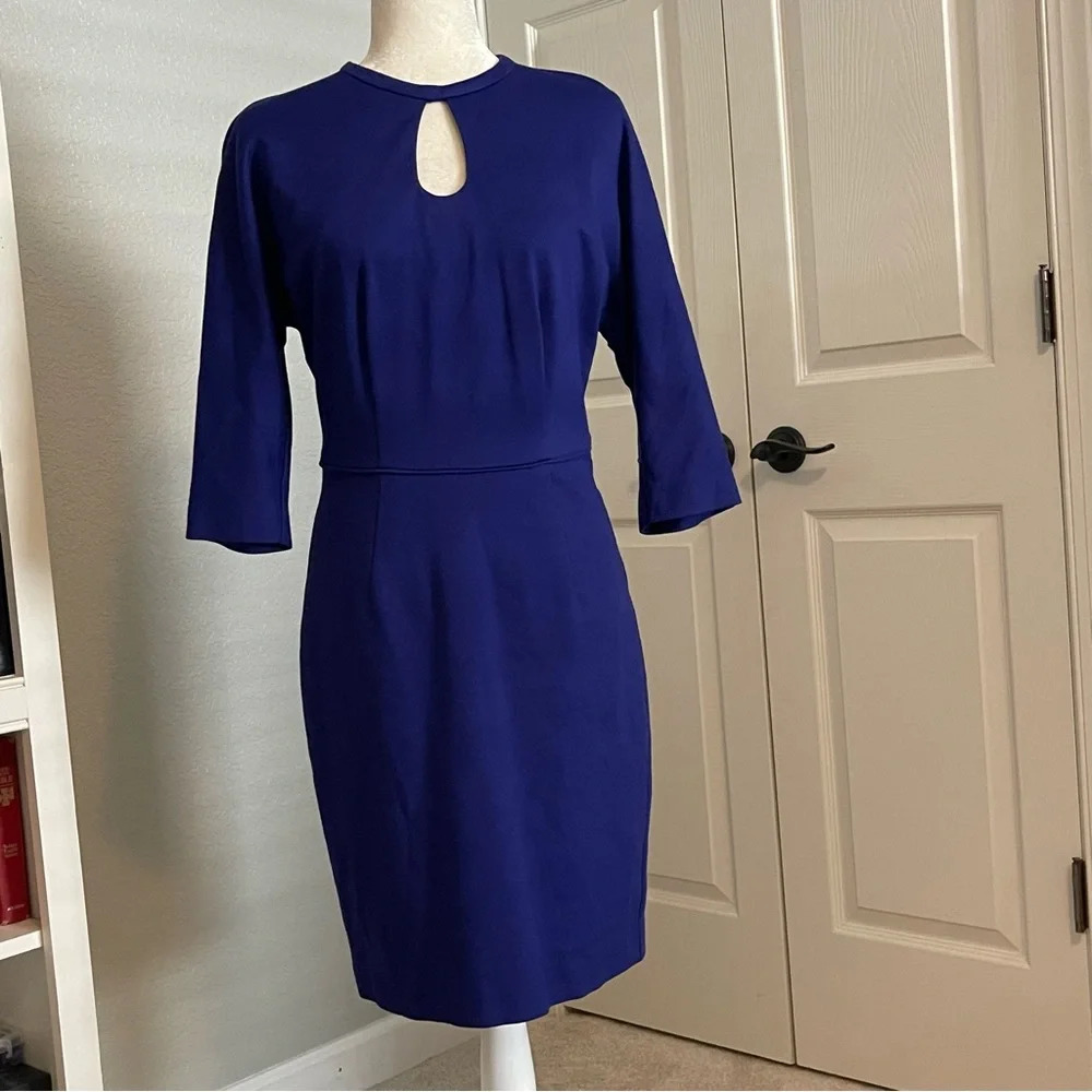 Trina Turk Blue Keyhole Neck Sheath Dress Size 6